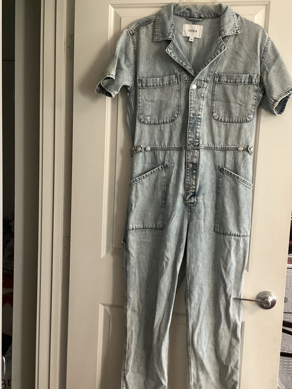 pistola Light Wash Denim Jumpsuit
